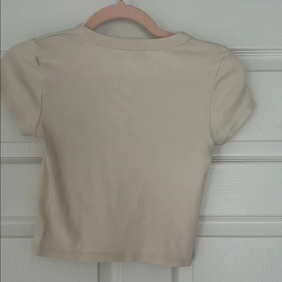 Brandy Melville Cream and Green Short Sleeve Tees - Picture 3 of 3